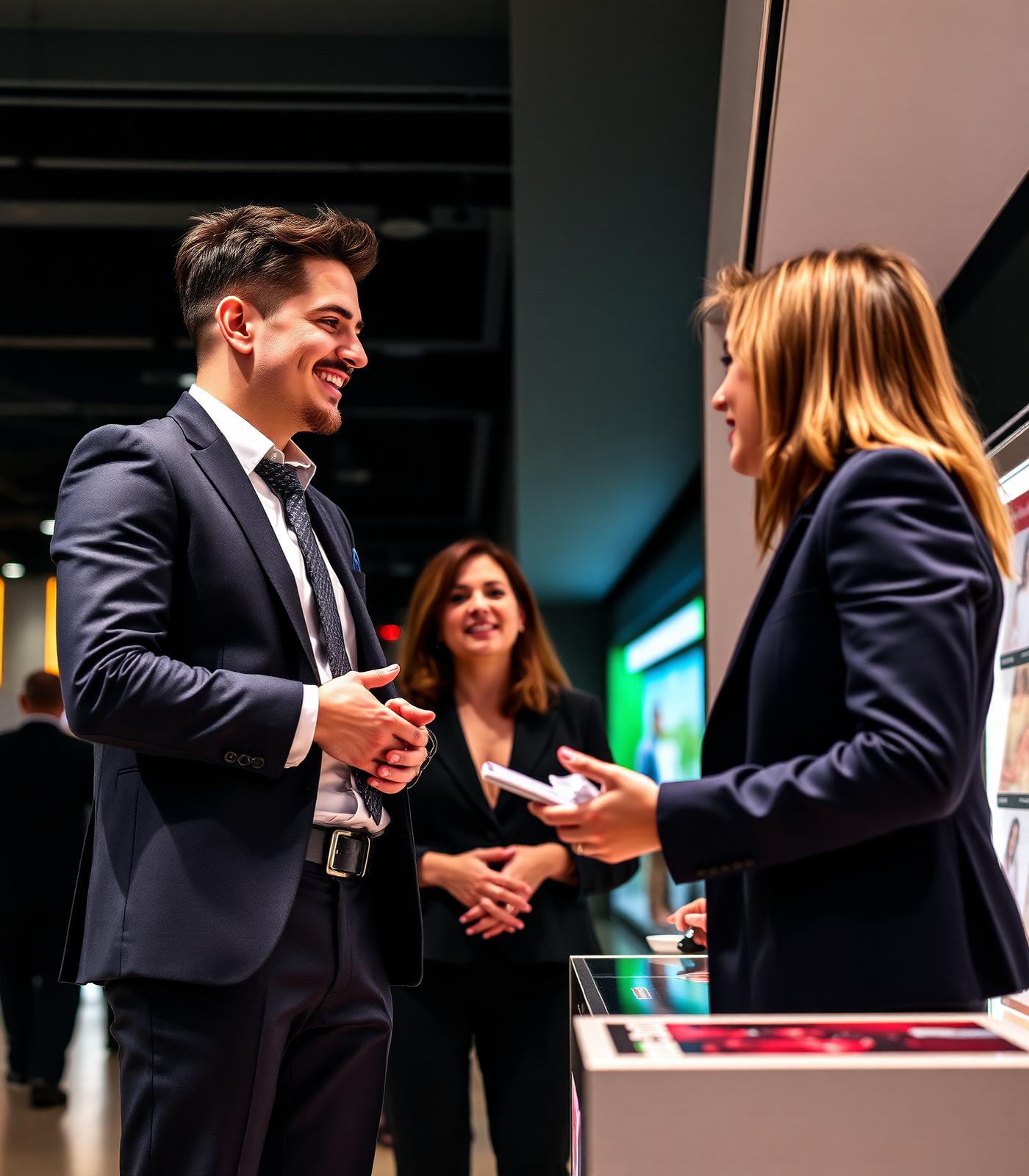Professional Bookerz sales representative engaging with a customer